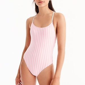 J.Crew | Lace Up Back One Piece Swimsuit in Stripe